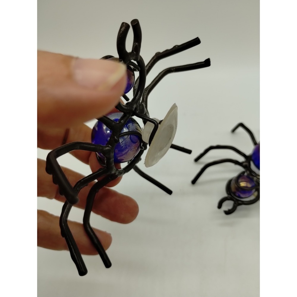 Set Of 2 Metal And Marbles Spiders Window Sun catchers Halloween - Picture 4 of 9